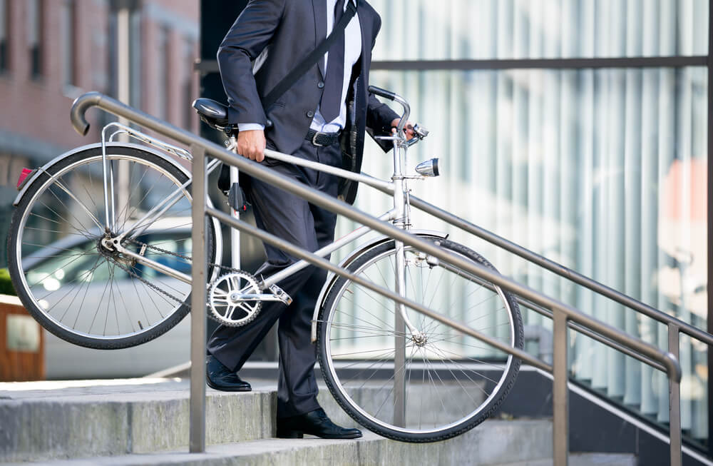 Op de fiets naar het werk