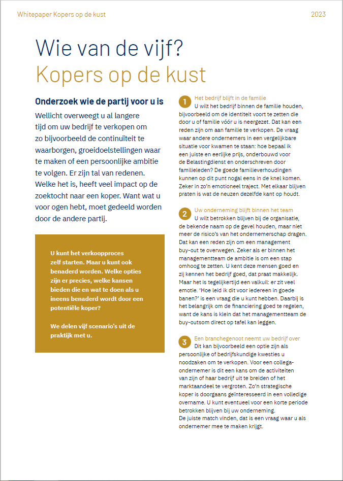 Whitepaper Corporate Finance 'Herken uw ideale koper'